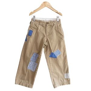 Crewcuts Tan Khaki Blue Patchwork Pants